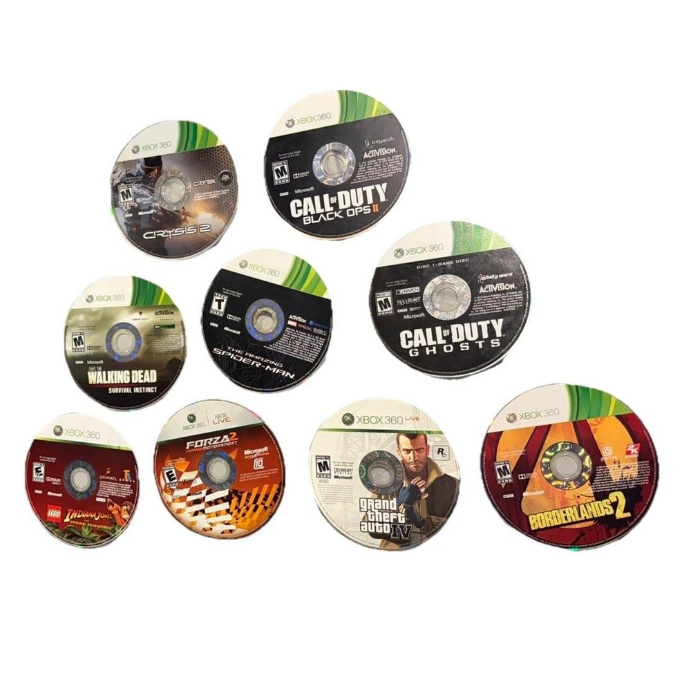 Lot Of 9 Xbox 360 Games Disc Only, Amazing Spiderman GTA4 COD BO2 Ghosts Crysis2